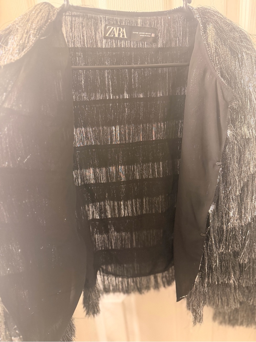 Zara Black Metallic Fringe Top - Picture 3 of 4